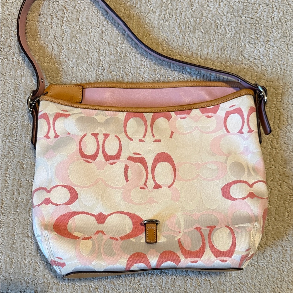 Coach Pink and Cream Shoulder Bag
